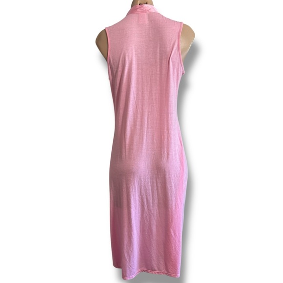 Natori Cruz Pink Sleeveless Midi Lounge Dress nightgown Keyhole Soft Knit SZ S - Picture 6 of 6